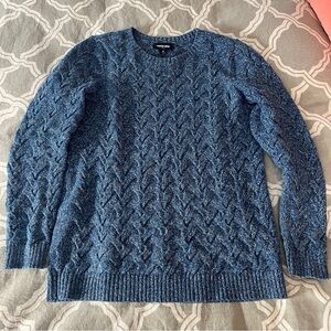 Heavyweight Blue Cable Crewneck Sweater